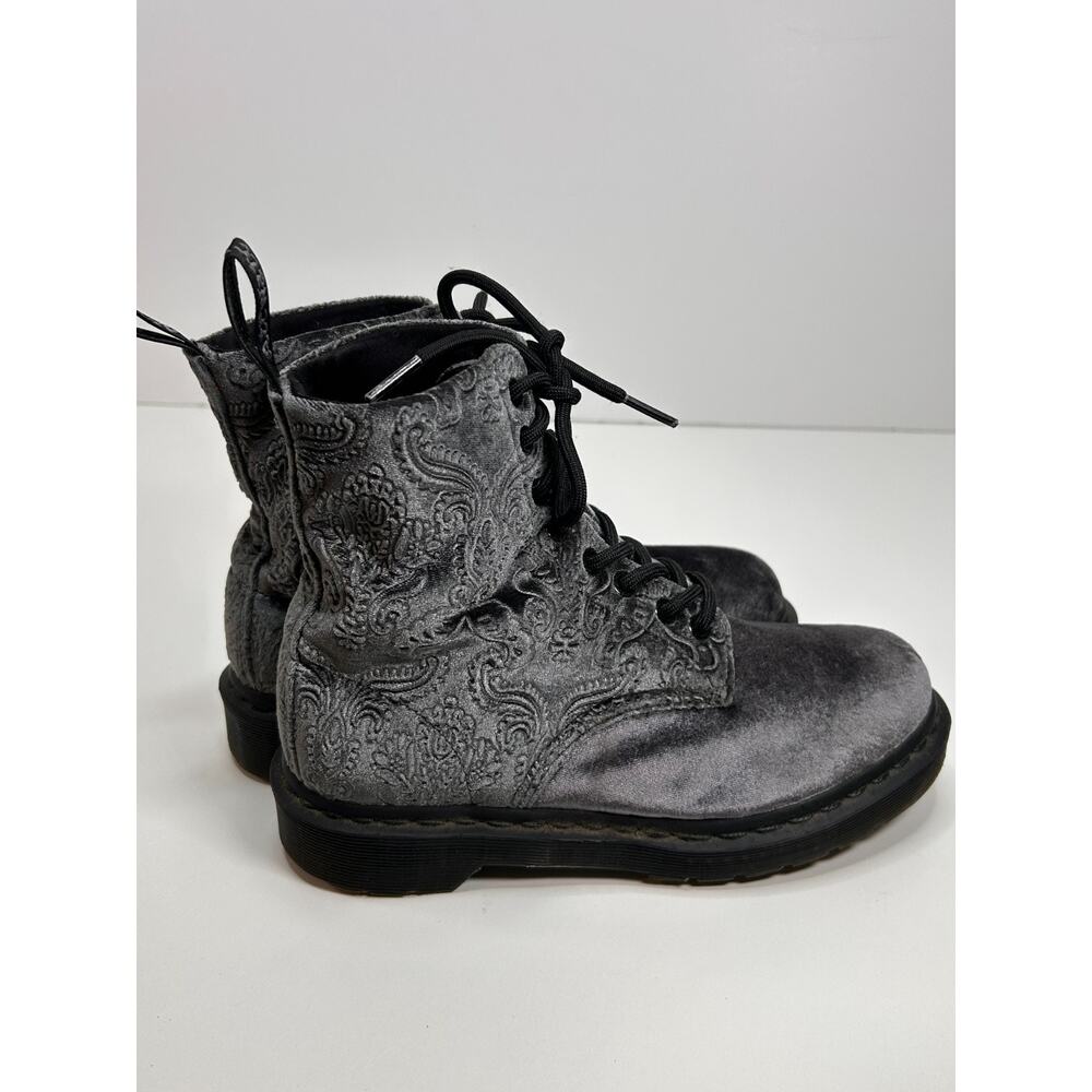 Doc Dr Martens 1460 Brocade Grey Velvet Combat Boots Womens Sz 6 US Sz 4 UK - Picture 4 of 10